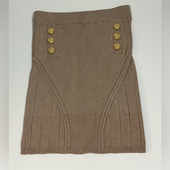 BALMAIN TAN SKIRT SIZE 38 - Picture 2 of 7